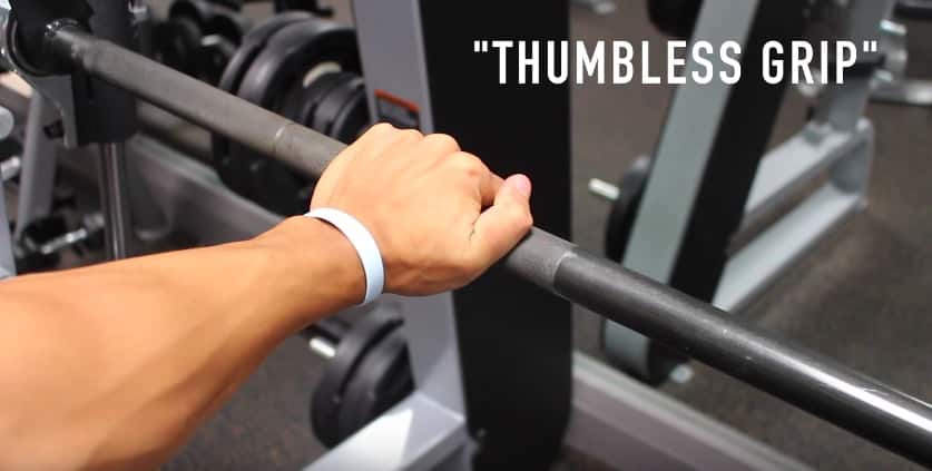 thumbless grip for back workout