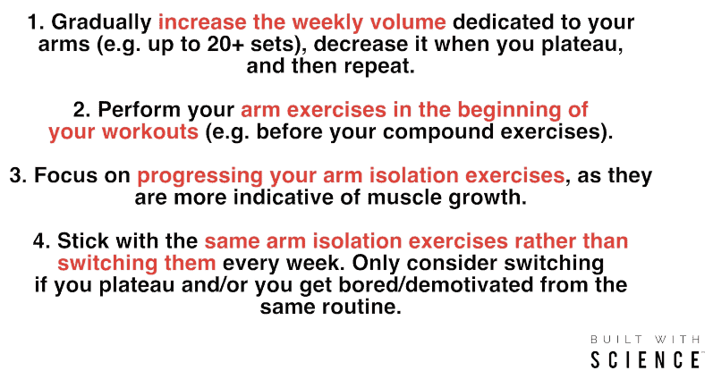 how to get big arms summary