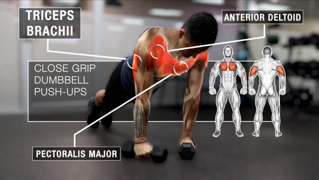 Close grip dumbbell push ups