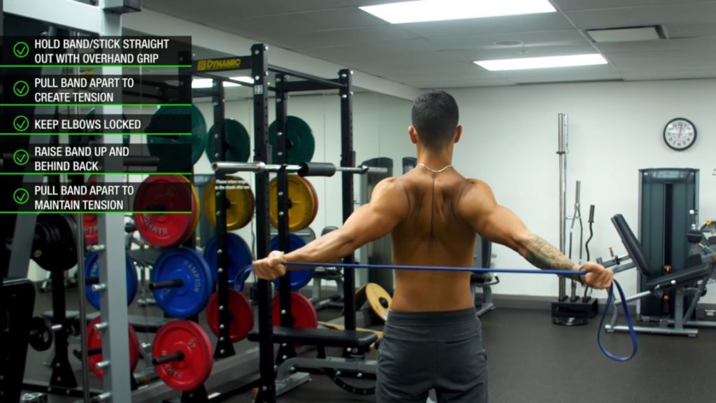 Gym exercises to correct rounded shoulders band over and backs