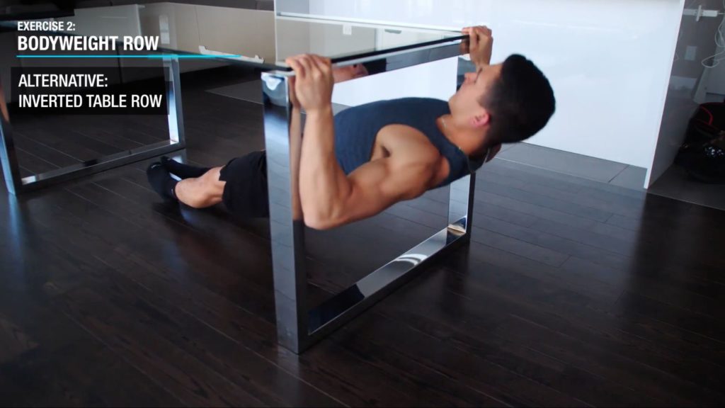 Alternative exercise inverted table row