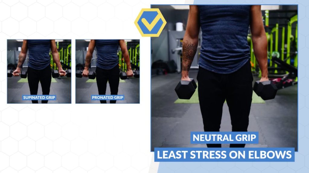 Use neutral grip instead of supinated or pronated grip