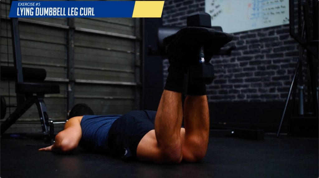 Leg curls with online dumbbells