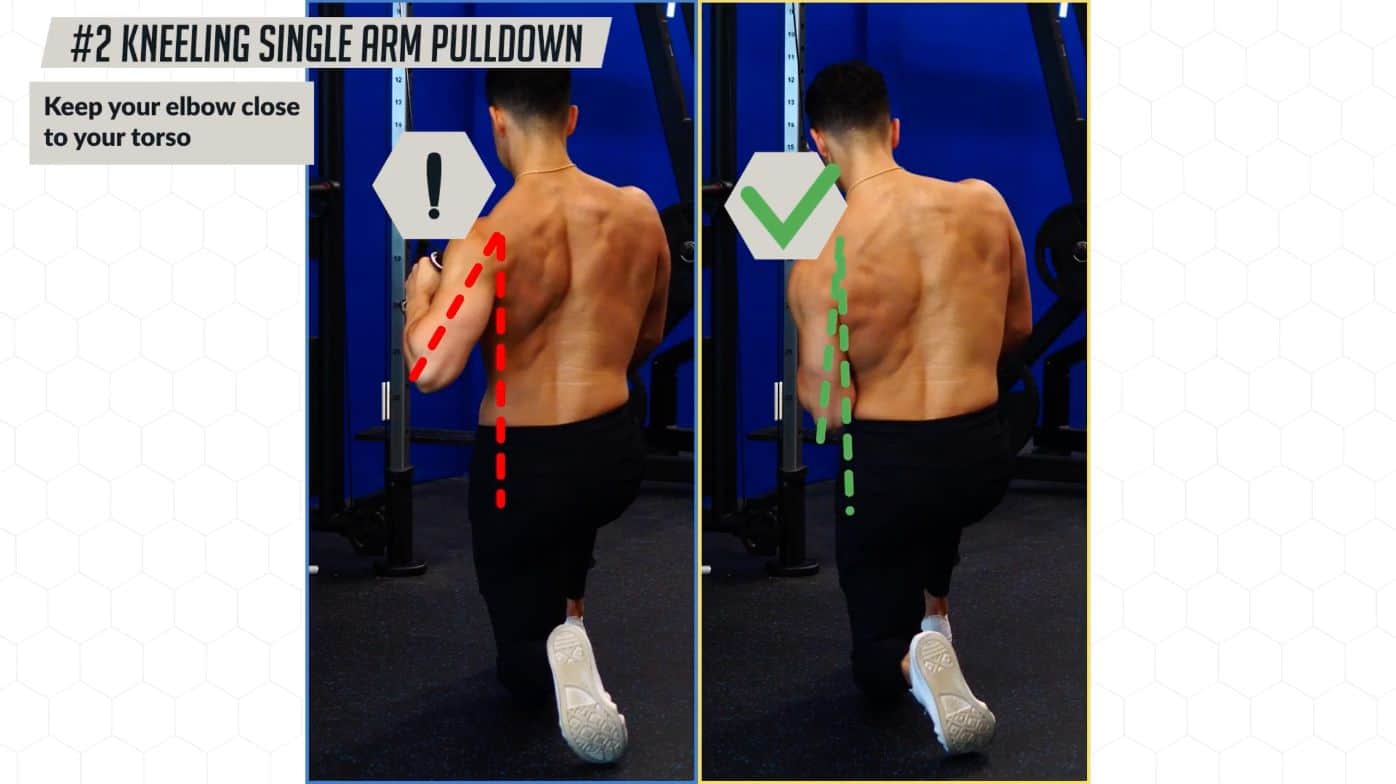 Execution tips for the kneeling single arm pulldown