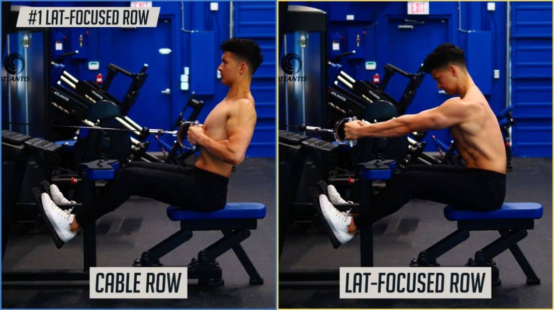 Normal cable row vs a lat-focused row