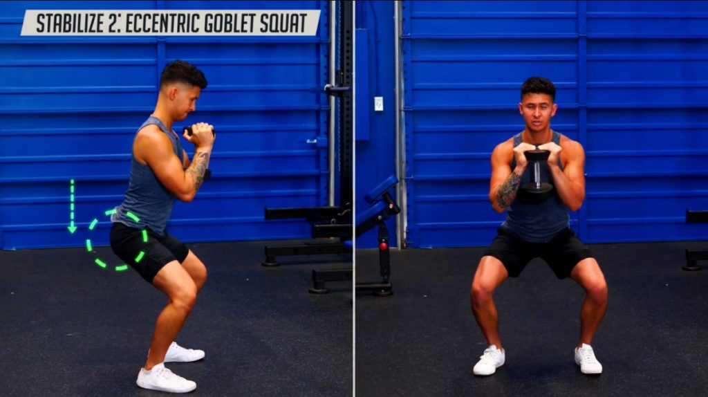 Knee stability exercise eccentric goblet squat