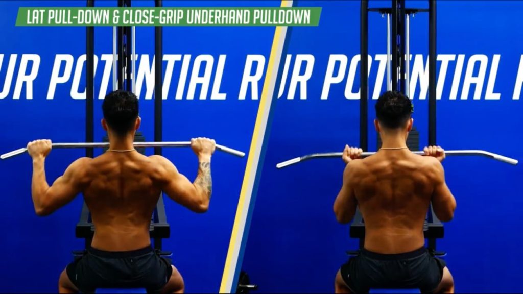 Lat pull down and close grip underhand pulldown