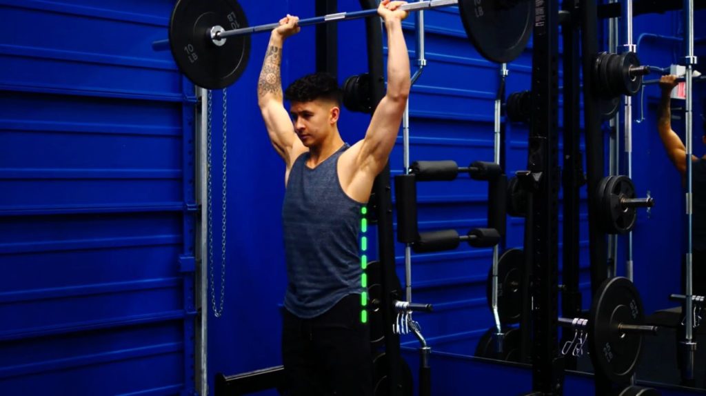 Ensure the back stays neutral in the barbell overhead press