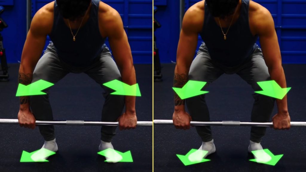 Play around with feet stance and angle to achieve the most comfortable setup for your deadlift form