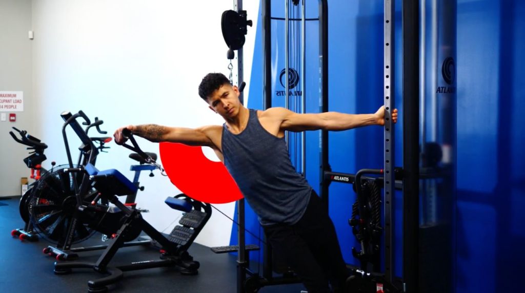 The lean away cable lateral raise works the side delts in their full range of motion