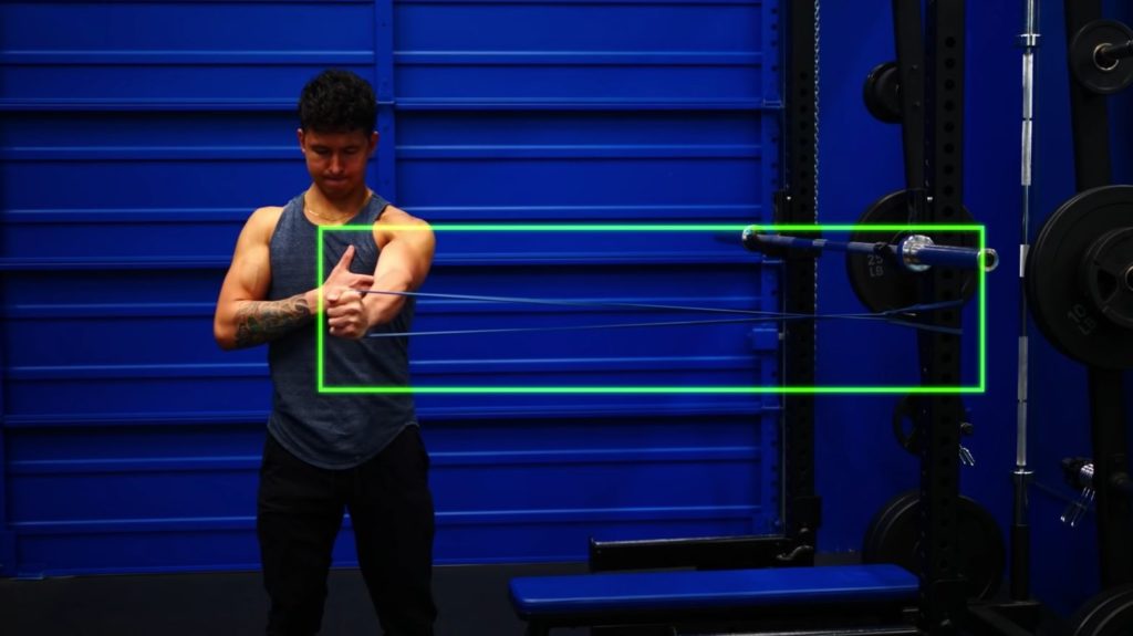 Chest activation exercise with band