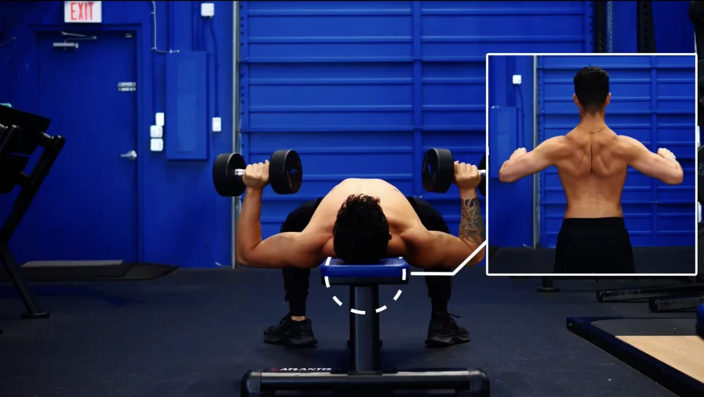 Think about contracting your back when performing the dumbbell bench press