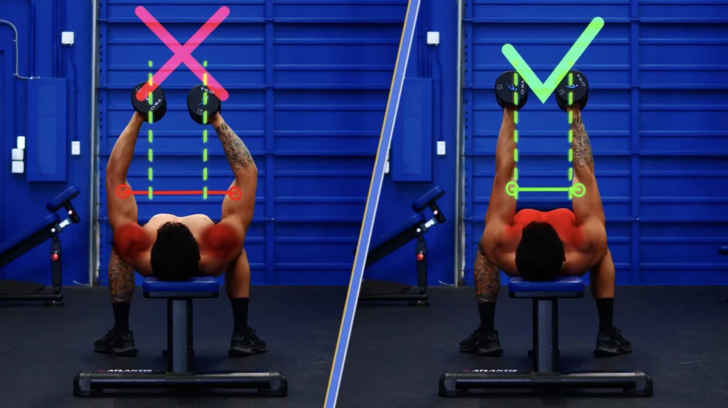 Do not bend your elbows at the top of the motion on chest flyes