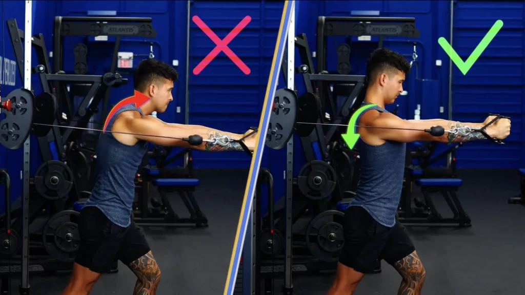 Do not let your shoulders round forward on the cable chest flyes