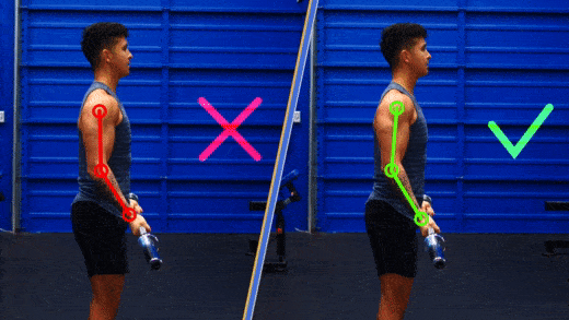 Avoid letting your elbows sway forward as you perform the bicep curls