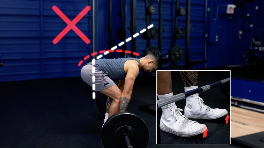 How to deadlift push hips back as far back as possible without toes lifting off