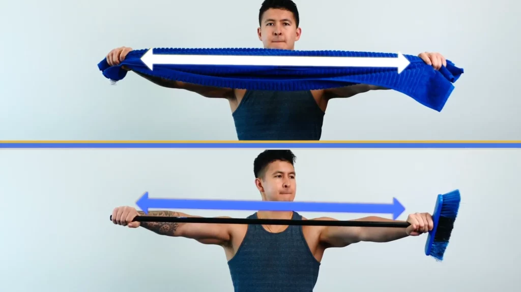 How to use a towel or band in over and backs in the posture correction routine