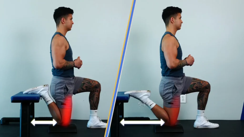 Placement of knees determine activation of quads in couch stretch in posture correction routine