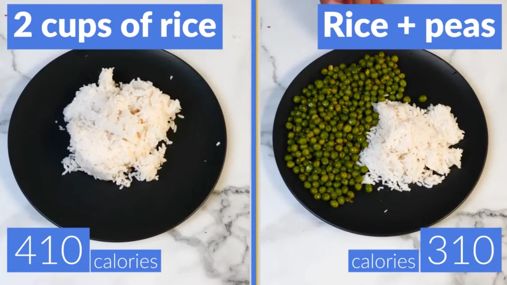 Foods to eat to lose belly fat swap 2 cups rice with rice and peas