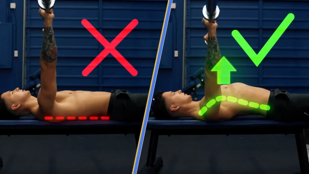 Correct form for the barbell bench press
