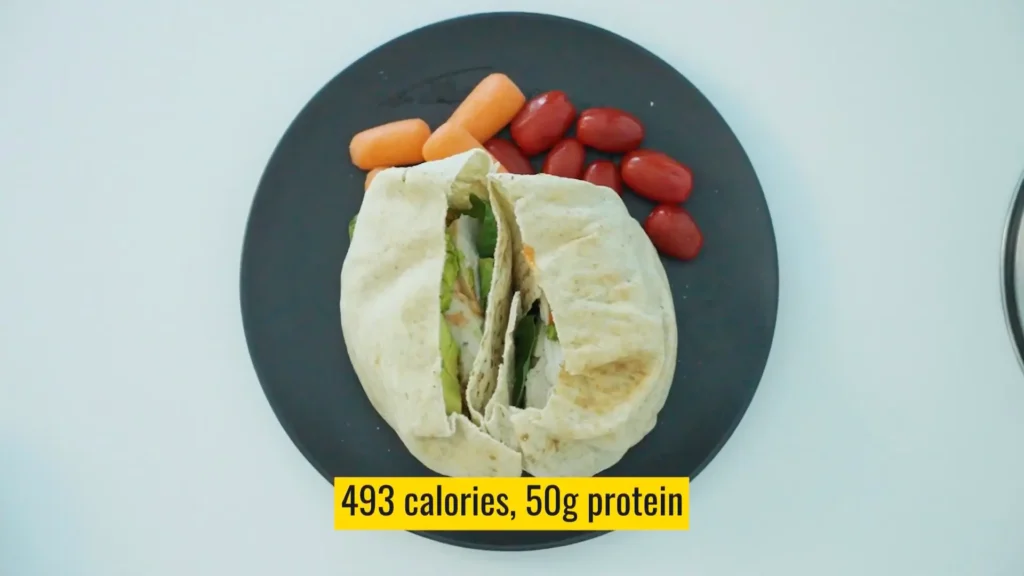 Fat loss diet chicken wraps with veggies lunch