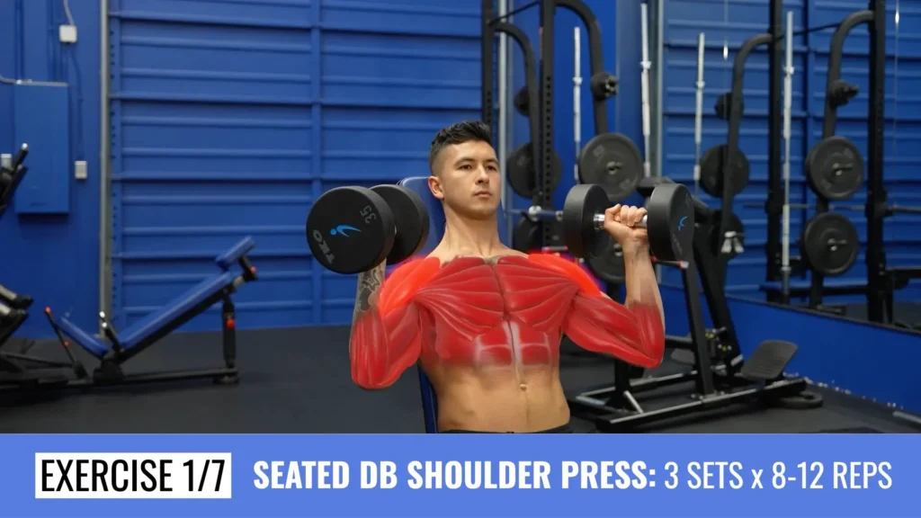 Full body workout plan workout 3 seated dumbbell shoulder press