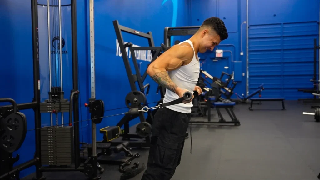 Arm exercises behind the body cable curls