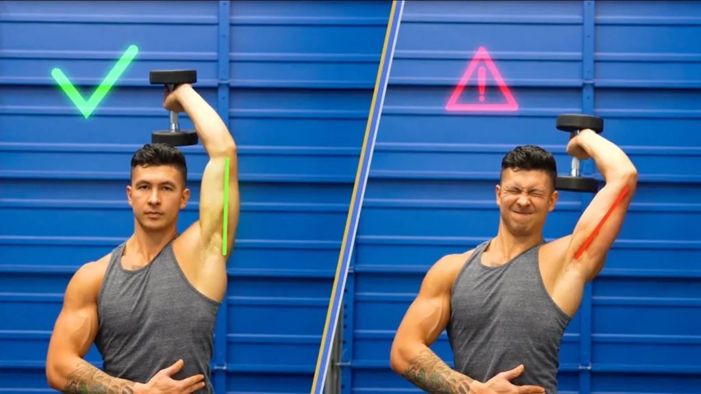 Arm exercises dumbbell overhead tricep extensions form tip