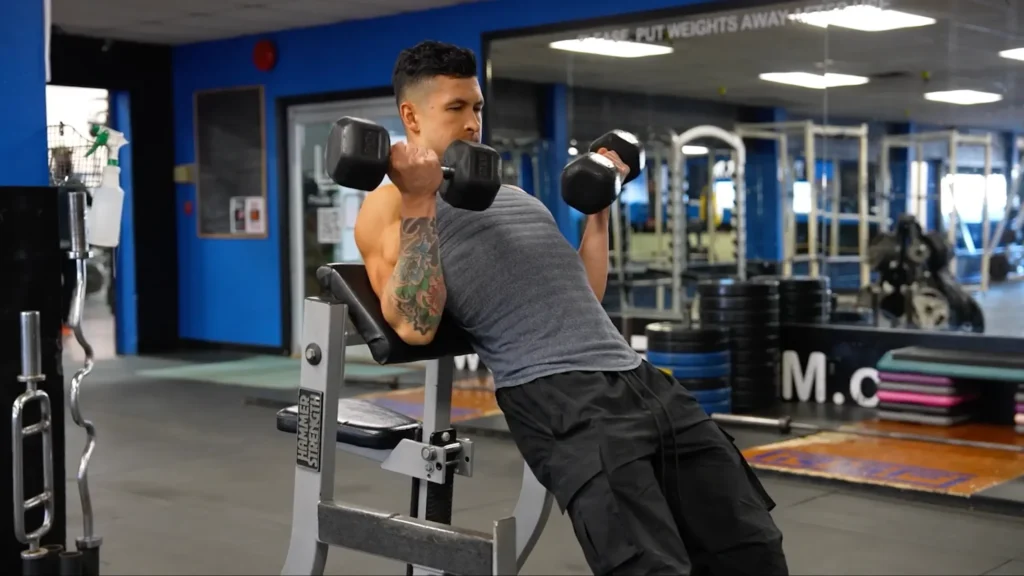 Arm exercises reverse preacher curl