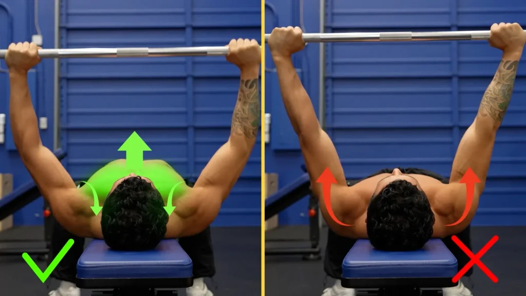 Compound exercises bench press form cue